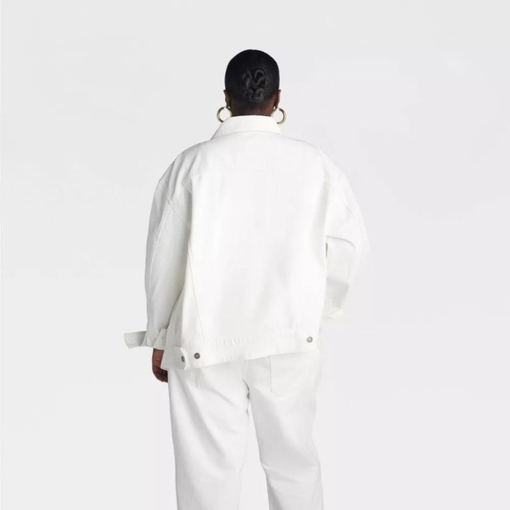 KBB by KAHLANA x Target Women's L Large The Asym Denim Jacket White Jean, New! - Picture 7 of 9